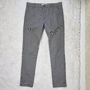 Topman Size 36/34 Stretch Skinny Pants Black White Check Pockets Contemporary